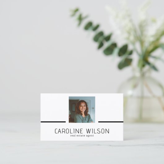 Carte De Visite logo QR CODE professionnel moderne blanc (Debout devant)