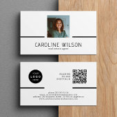Carte De Visite logo QR CODE professionnel moderne blanc