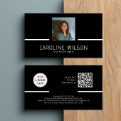 Carte De Visite Logo QR CODE professionnel moderne noir