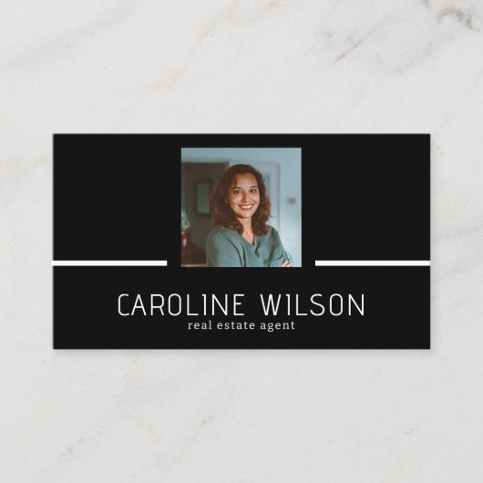 Carte De Visite Logo QR CODE professionnel moderne noir (Devant)