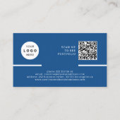 Carte De Visite Logo QR CODE professionnel moderne photo bleu (Dos)