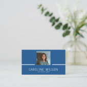 Carte De Visite Logo QR CODE professionnel moderne photo bleu (Debout devant)