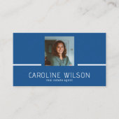 Carte De Visite Logo QR CODE professionnel moderne photo bleu (Devant)