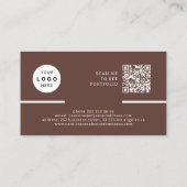 Carte De Visite logo QR CODE professionnel moderne photo marron (Dos)