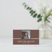 Carte De Visite logo QR CODE professionnel moderne photo marron (Debout devant)