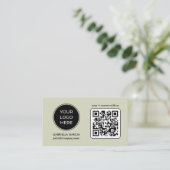 Carte De Visite Logo QR Code Professionnel Vert (Debout devant)
