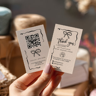 Carte De Visite Logo QR Merci Commande Petite Arc Coquette