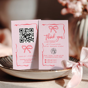Carte De Visite Logo QR Merci pour votre commande Arc-en-ciel Rose