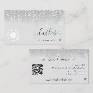 Carte De Visite Logo QR Modèle Plutôt blanc Parties scintillant d'