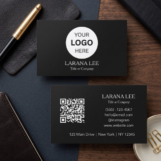 Carte De Visite Logo QR noir et blanc personnalisation moderne