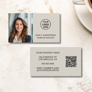Carte De Visite Logo QR Photo Minimal Moderne Professionnel