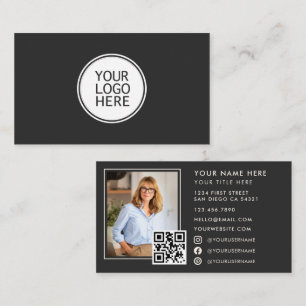 Carte De Visite Logo QR photo professionnelle minimale moderne pou