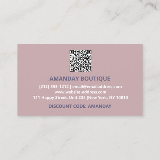 Carte De Visite Logo QRCODE 20%OFF Remise Insérer Rose bleu (Dos)