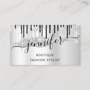 Carte De Visite Logo QRCode Abstrait Boutique en ligne Silver Grey