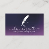 Carte De Visite Logo Quill de l'agent de signature de prêt notaire (Devant)