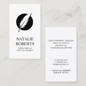 Carte De Visite Logo Quill Professionnel de l'agent de signature d (Devant / Derrière)