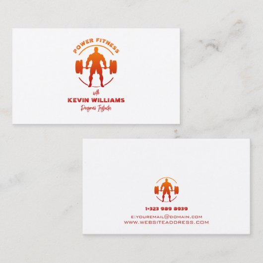 Carte De Visite Logo Red Orange Power Fitness (Devant / Derrière)