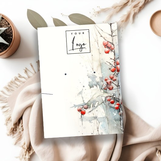 Carte De Visite Logo Red Winter Berries Porte-Collier