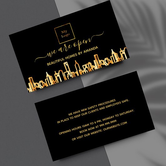 Carte De Visite Logo réouverture du service de nettoyage de ville 