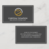 Carte De Visite Logo résidentiel immobilier | Arrière - plan gris (Devant / Derrière)