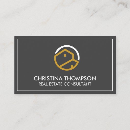 Carte De Visite Logo résidentiel immobilier | Arrière - plan gris (Devant)
