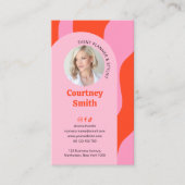 Carte De Visite Logo Retro tendance Pink & Red Event Planner Photo (Devant)