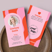 Carte De Visite Logo Retro tendance Pink & Red Event Planner Photo
