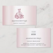 Carte De Visite Logo Robe Blanche Mode Mariage Événement Rose Dent (Devant / Derrière)