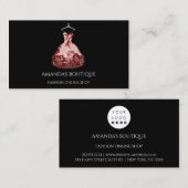 Carte De Visite Logo Robe Blanche Mode Mariage Événement Rouge Noi (Devant / Derrière)