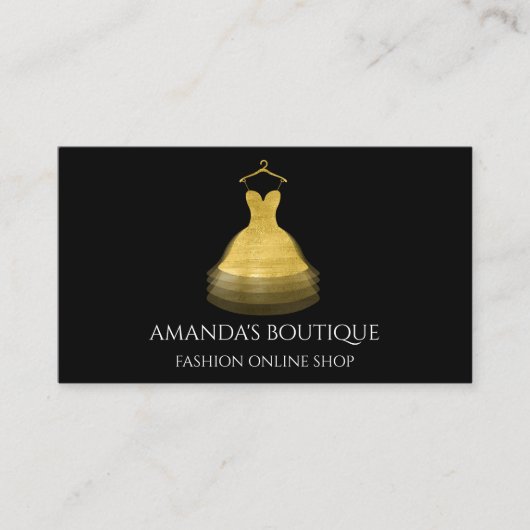 Carte De Visite Logo Robe Dorée Mode Boutique Événement Planificat (Devant)