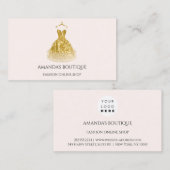 Carte De Visite Logo Robe Mode Boutique Événement Gold Parties sci (Devant / Derrière)