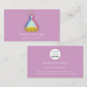 Carte De Visite Logo Robe Mode Boutique Événement Gold Violet (Devant / Derrière)