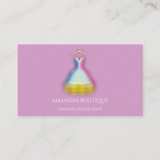 Carte De Visite Logo Robe Mode Boutique Événement Gold Violet (Devant)