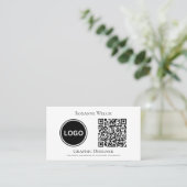 Carte De Visite Logo rond Code QR Entreprise Entreprise Minimal (Debout devant)