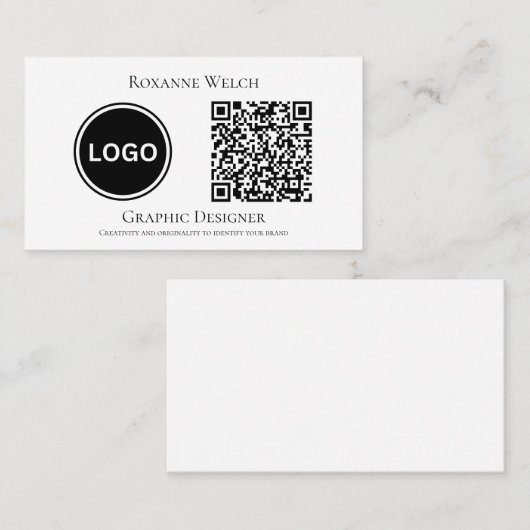 Carte De Visite Logo rond Code QR Entreprise Entreprise Minimal (Devant / Derrière)