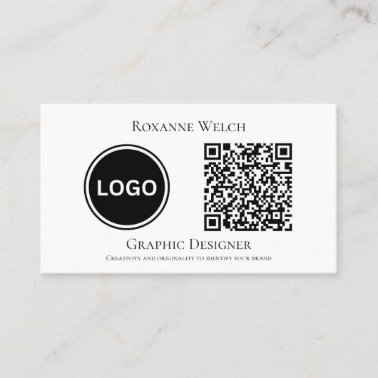 Carte De Visite Logo rond Code QR Entreprise Entreprise Minimal (Devant)