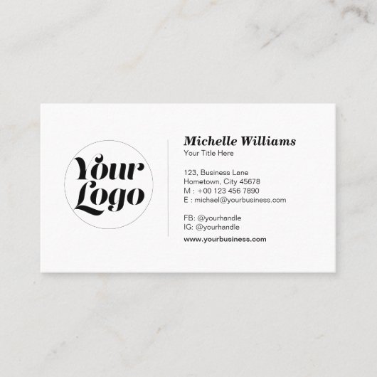 Carte De Visite Logo Rond Personnalisé Professionnel Moderne Simpl (Devant)