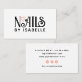 Carte De Visite Logo rose à ongles de technologie noir (Devant / Derrière)