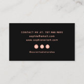 Carte De Visite Logo rose à ongles de technologie noir (Dos)