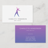 Carte De Visite Logo rose bleu Silhouette Dance School Academy (Devant / Derrière)