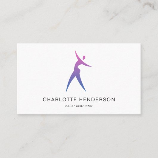 Carte De Visite Logo rose bleu Silhouette Dance School Academy (Devant)