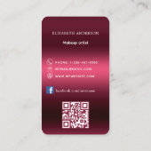 Carte De Visite Logo rose bordeaux Code Qr Facebook (Dos)