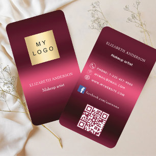 Carte De Visite Logo rose bordeaux Code Qr Facebook