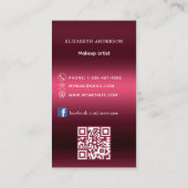 Carte De Visite Logo rose bordeaux Code Qr Facebook premium (Dos)