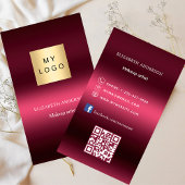 Carte De Visite Logo rose bordeaux Code Qr Facebook premium