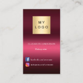 Carte De Visite Logo rose bourgogne Code Qr médias sociaux (Devant)
