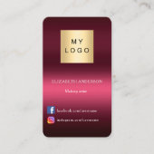 Carte De Visite Logo rose bourgogne Code Qr médias sociaux (Devant)