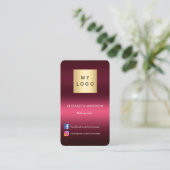 Carte De Visite Logo rose bourgogne Code Qr médias sociaux (Debout devant)