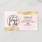 Carte De Visite Logo rose brosse à feuille d'or moderne commander  (Devant)