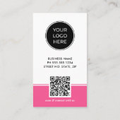 Carte De Visite Logo Rose Clair Code QR Photo Professionnel (Dos)